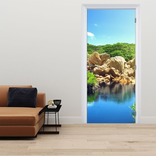Foto tapeta za vrata - Jezero u džungli Sejšela (95x205cm)