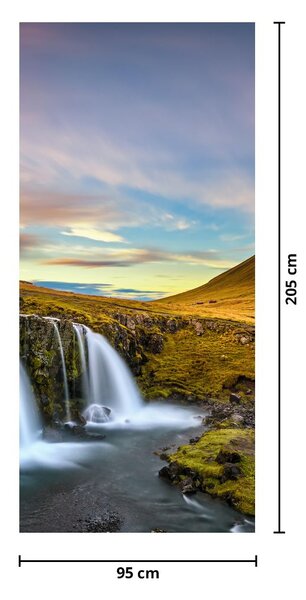 Foto tapeta za vrata - Planine i slapovi na Islandu (95x205cm)