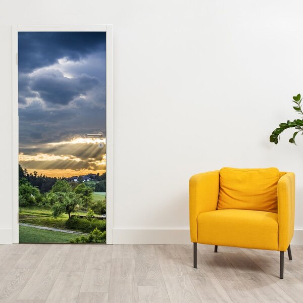 Foto tapeta za vrata - Pejzaž sa zrakama (95x205cm)