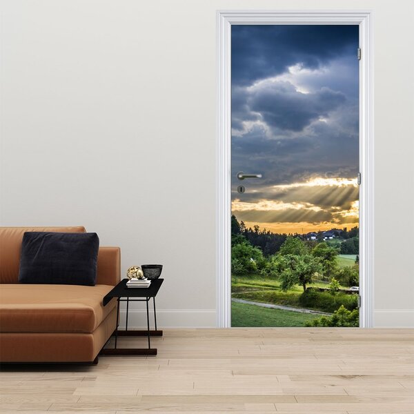 Foto tapeta za vrata - Pejzaž sa zrakama (95x205cm)