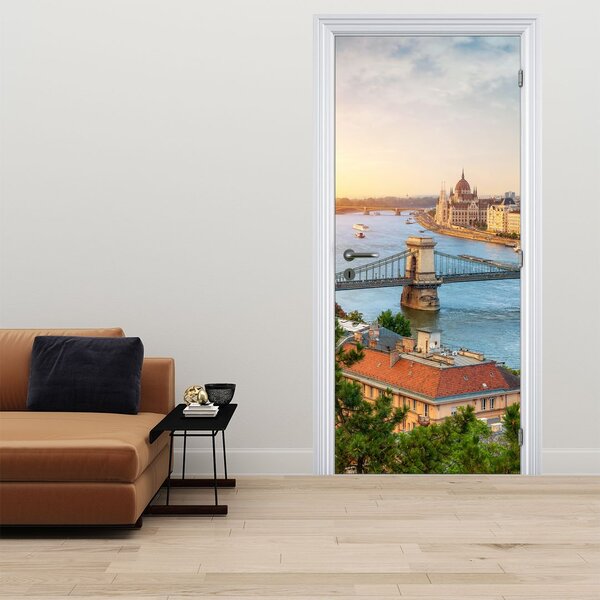 Foto tapeta za vrata - Grad Budimpešta s rijekom (95x205cm)