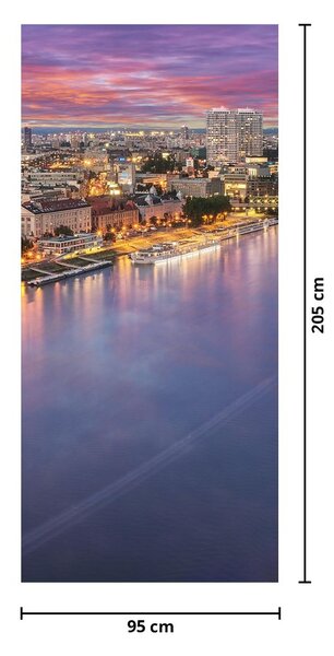 Foto tapeta za vrata - Noćni grad Bratislava s rijekom (95x205cm)