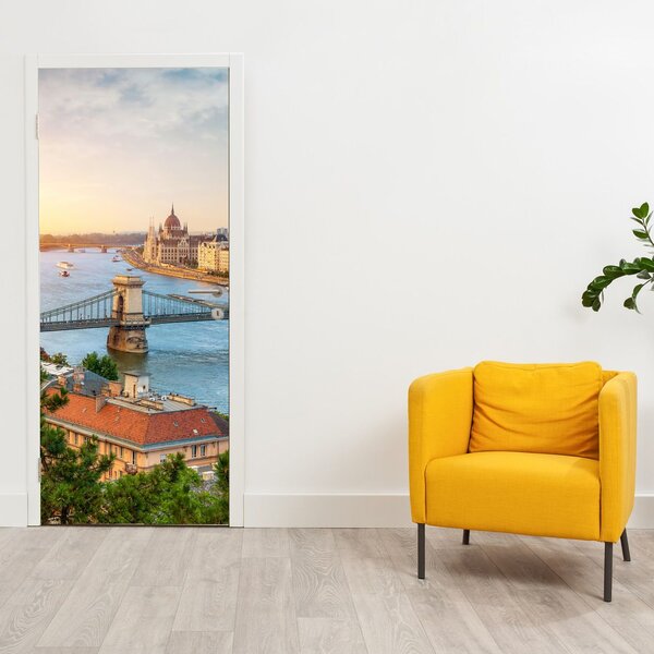 Foto tapeta za vrata - Grad Budimpešta s rijekom (95x205cm)