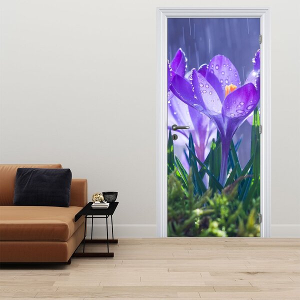 Foto tapeta za vrata - Cvijeće na kiši (95x205cm)