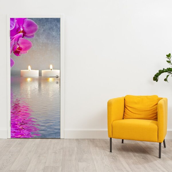Foto tapeta za vrata - Svijeće na vodi (95x205cm)