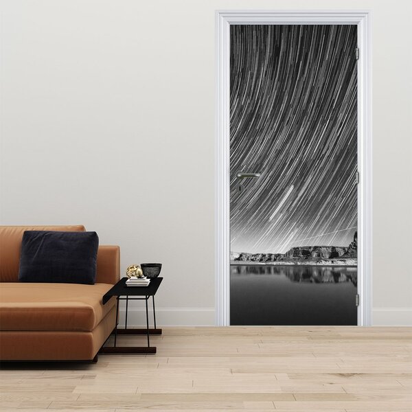Foto tapeta za vrata - Crno-bijelo zvjezdano nebo (95x205cm)