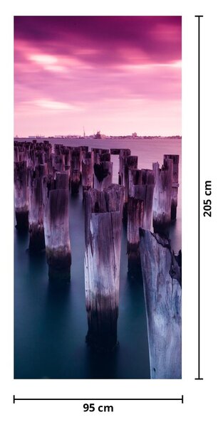 Foto tapeta za vrata - Drveni stupovi (95x205cm)