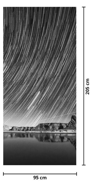 Foto tapeta za vrata - Crno-bijelo zvjezdano nebo (95x205cm)