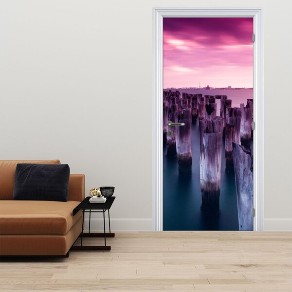Foto tapeta za vrata - Drveni stupovi (95x205cm)