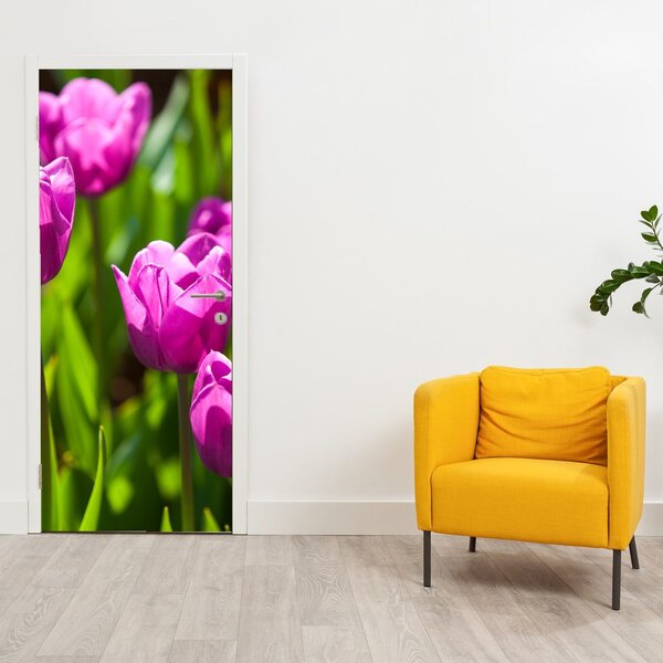 Foto tapeta za vrata - Tulipani na livadi (95x205cm)