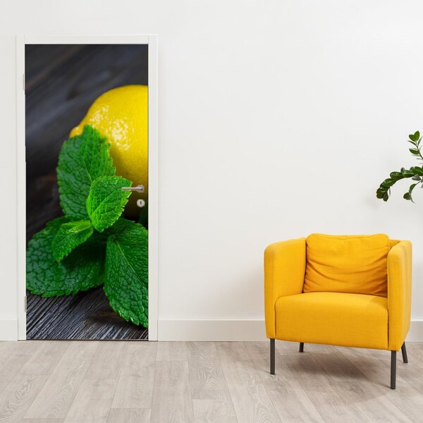 Foto tapeta za vrata - Limun i menta na stolu (95x205cm)
