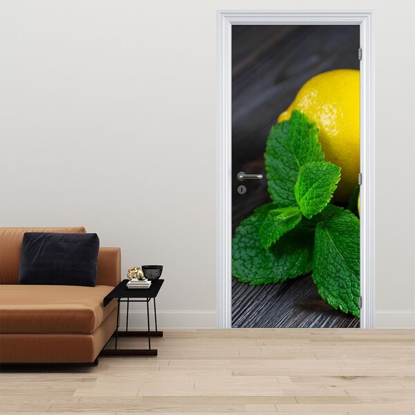 Foto tapeta za vrata - Limun i menta na stolu (95x205cm)