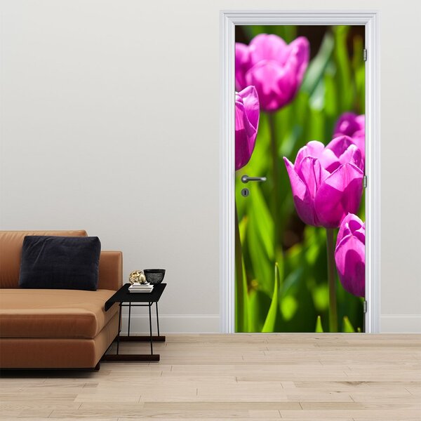 Foto tapeta za vrata - Tulipani na livadi (95x205cm)