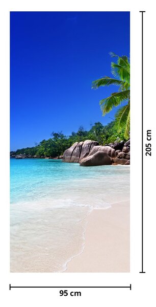 Foto tapeta za vrata - Plaža na otoku Praslin (95x205cm)