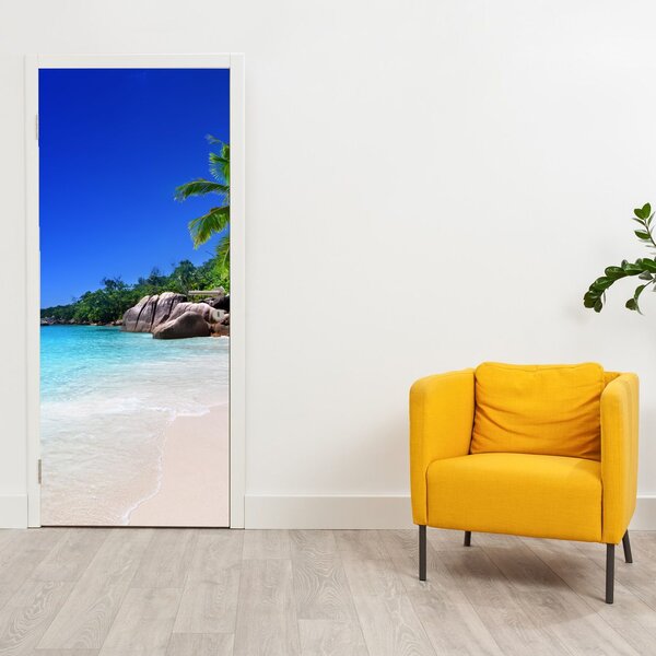Foto tapeta za vrata - Plaža na otoku Praslin (95x205cm)