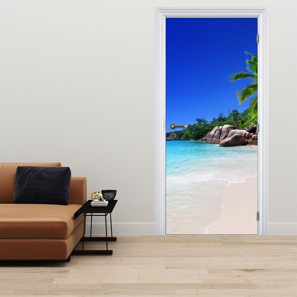 Foto tapeta za vrata - Plaža na otoku Praslin (95x205cm)