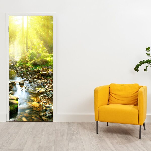 Foto tapeta za vrata - Rijeka u zelenoj šumi (95x205cm)