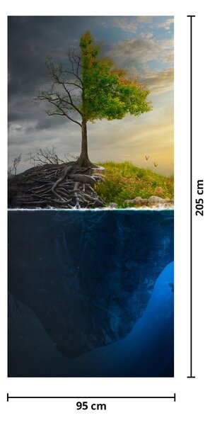 Foto tapeta za vrata - Ilustracija dvije strane (95x205cm)