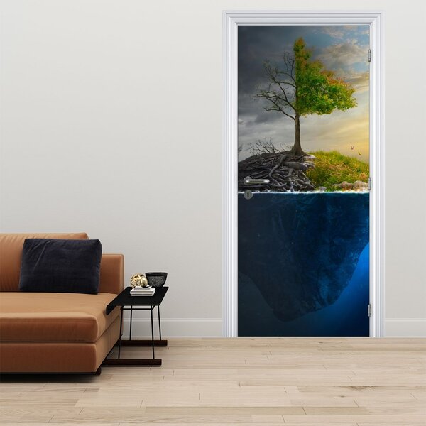 Foto tapeta za vrata - Ilustracija dvije strane (95x205cm)