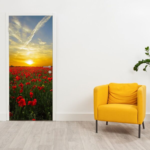 Foto tapeta za vrata - Polje maka (95x205cm)