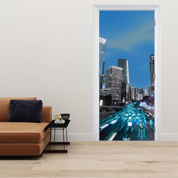 Foto tapeta za vrata - Noćni grad (95x205cm)