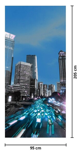 Foto tapeta za vrata - Noćni grad (95x205cm)