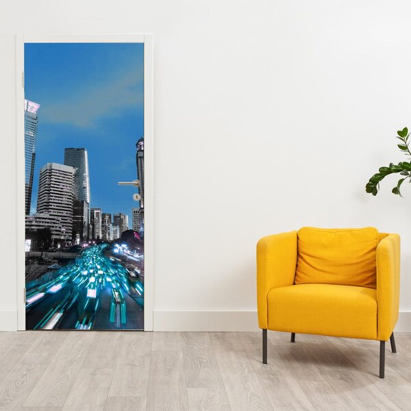 Foto tapeta za vrata - Noćni grad (95x205cm)