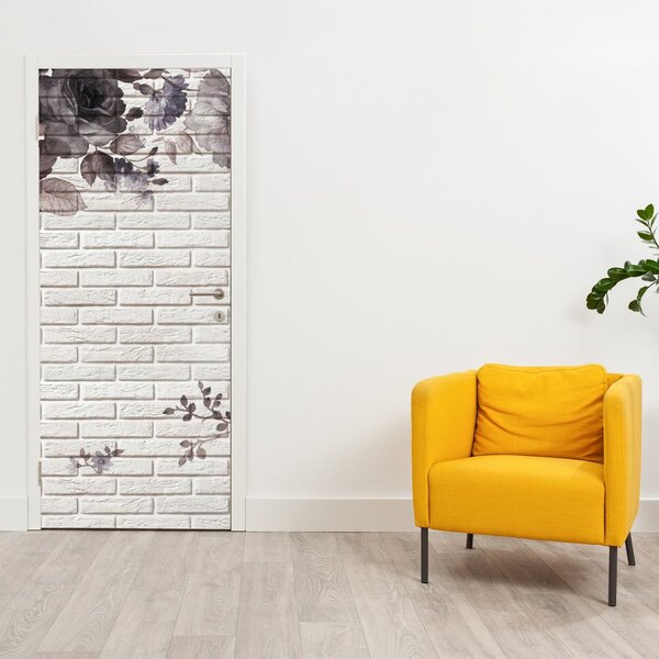 Foto tapeta za vrata - Zid s buketom cvijeća (95x205cm)