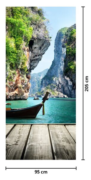 Foto tapeta za vrata - Dugi brod na plaži (95x205cm)