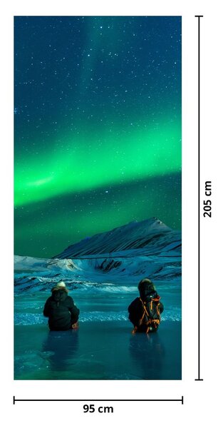 Foto tapeta za vrata - Ljudi u polarnoj svjetlosti (95x205cm)