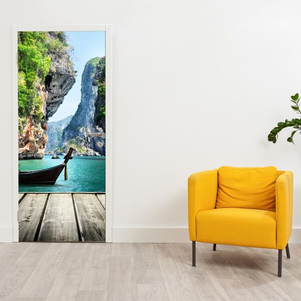 Foto tapeta za vrata - Dugi brod na plaži (95x205cm)