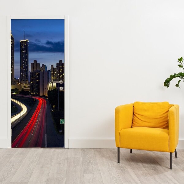 Foto tapeta za vrata - Noćni grad (95x205cm)