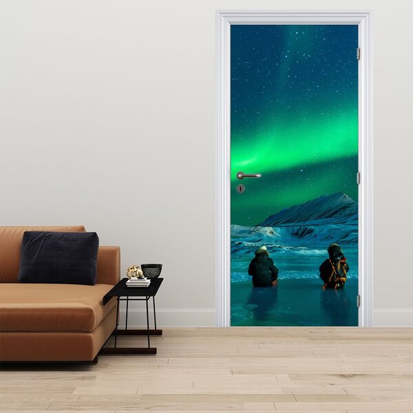 Foto tapeta za vrata - Ljudi u polarnoj svjetlosti (95x205cm)