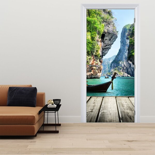 Foto tapeta za vrata - Dugi brod na plaži (95x205cm)