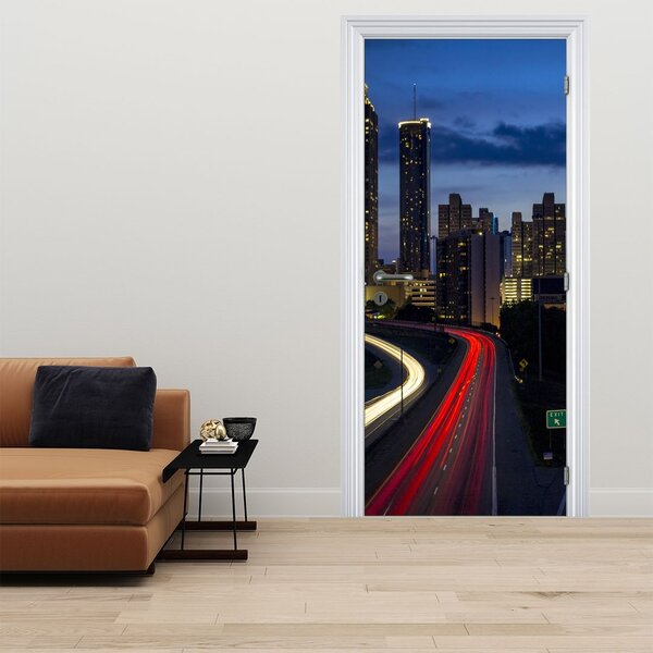 Foto tapeta za vrata - Noćni grad (95x205cm)