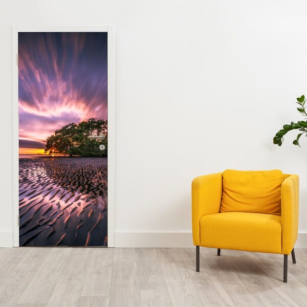 Foto tapeta za vrata - Plaža u zalasku sunca (95x205cm)