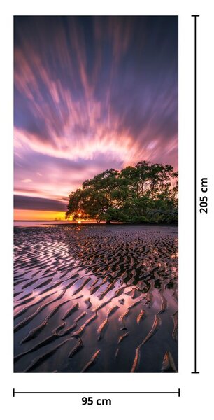 Foto tapeta za vrata - Plaža u zalasku sunca (95x205cm)