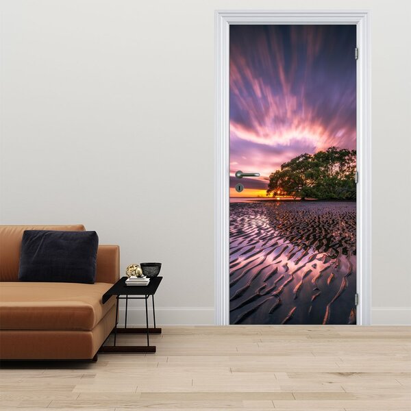 Foto tapeta za vrata - Plaža u zalasku sunca (95x205cm)