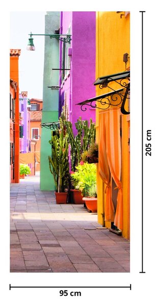 Foto tapeta za vrata - Šarena talijanska uličica (95x205cm)
