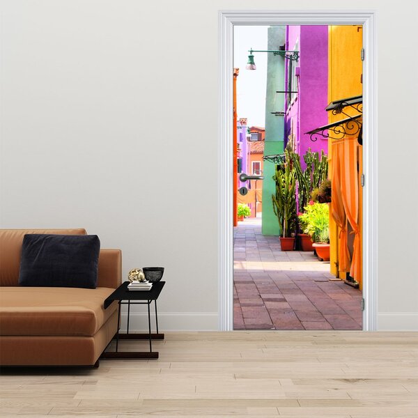 Foto tapeta za vrata - Šarena talijanska uličica (95x205cm)