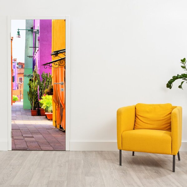 Foto tapeta za vrata - Šarena talijanska uličica (95x205cm)