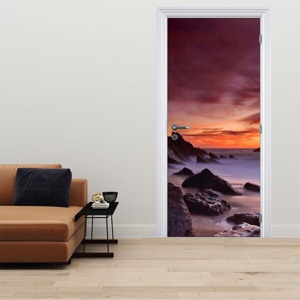 Foto tapeta za vrata - Zalazak sunca na obali (95x205cm)