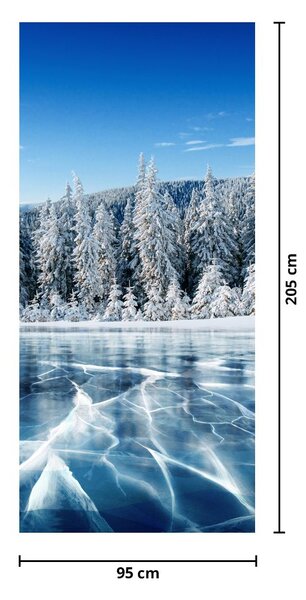 Foto tapeta za vrata - Zaleđeno jezero i snježna stabla (95x205cm)