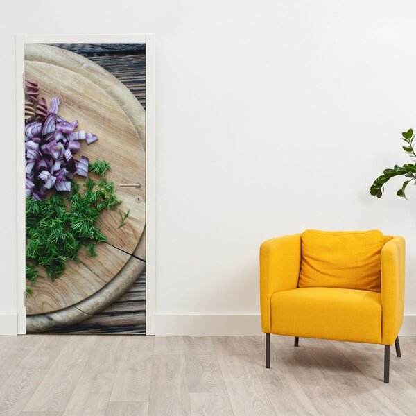 Foto tapeta za vratal - Sa kuhinjske daske (95x205cm)