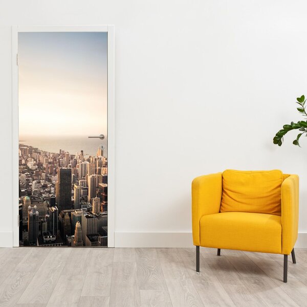 Foto tapeta za vrata - Zalazak sunca nad gradom (95x205cm)