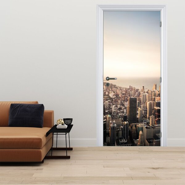 Foto tapeta za vrata - Zalazak sunca nad gradom (95x205cm)