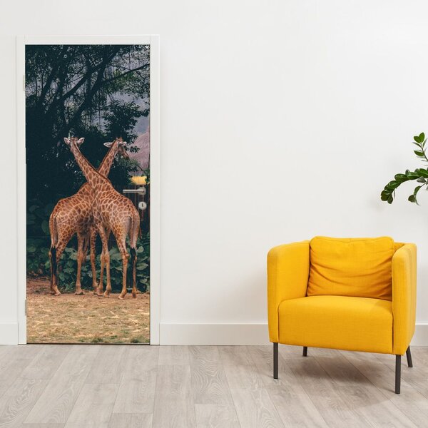 Foto tapeta za vrata - Dvije žirafe (95x205cm)