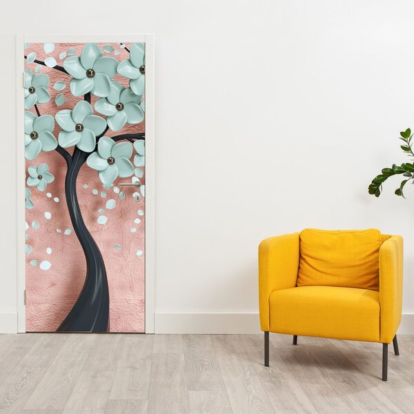 Foto tapeta za vrata - Pastelno plavo cvijeće (95x205cm)