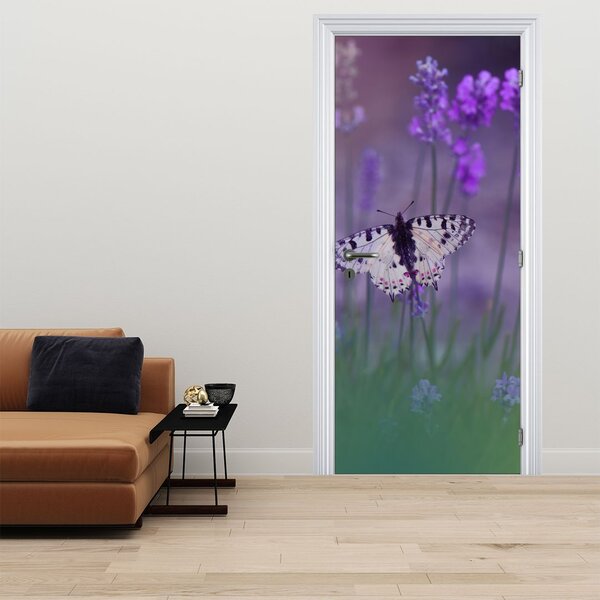 Foto tapeta za vrata - Leptir u lavandi (95x205cm)