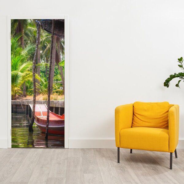 Foto tapeta za vrata - Drveni brod na kanalu (95x205cm)